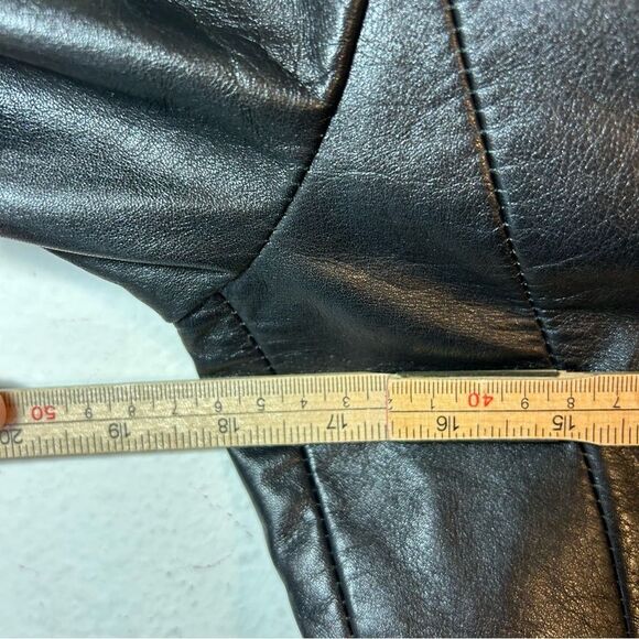 EXTE COLLEZIONE VERSACE WOMANS LEATHER JACKET BLAZER 42 US 6 BLACK ITALY CUT OUT - Picture 15 of 16